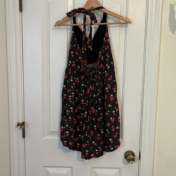 Urban Outfitters | Mamie Linen Cherry Print Retro Halter Mini Dress Small - Picture 6 of 8